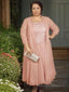 A Line Square Ankle-Length Chiffon Mother of the Bride Dresses With Lace