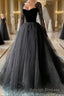 A Line Square Court Train Tulle Wedding Dresses with Appliques Lace