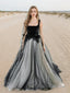 A Line Square Sweep Train Tulle Wedding Dress