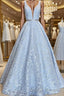 A Line Straps Floor Length Lace Prom Dress With Appliques Lace