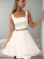 A Line Straps Short Mini Organza Homecoming Dresses With Beading
