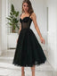 A Line Straps Tea-Length Lace Homecoming Dresses With Ruffles