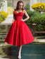 A Line Straps Tea-Length Satin Homecoming Dresses