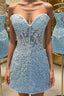 A Line Sweetheart Corset Short Mini Lace Applique Homecoming Dress