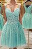 A Line Sweetheart Corset Short Mini Tulle Homecoming Dress With Appliques Lace
