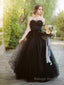 A Line Sweetheart Floor Length Tulle Wedding Dress with Appliques Lace