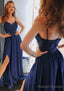 A Line Sweetheart Sleeveless Long Dress Floor Length Charmeuse Prom Dress With Split Lace