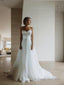 A Line Sweetheart Sweep Train Organza Wedding Dresses