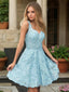 A Line V Neck Short Mini Lace Homecoming Dresses