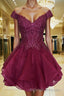 A Line V Neck Short Mini Organza Homecoming Dress With Beading