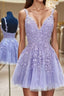 A Line V Neck Short Mini Tulle Homecoming Dress