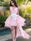 A Line V Neck Short Mini Tulle Homecoming Dresses With Belt/Sash