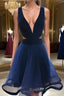 A Line V Neck Short Mini Tulle Homecoming Dress With Ruffles