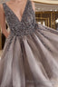 A Line V Neck Short Mini Tulle Homecoming Dress With Sequin