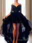 A Line V Neck Sweep Train Lace Prom Dresses With Belt/Sash