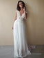A Line V Neck Sweep Train Tulle Wedding Dresses With Appliques Lace