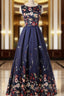A Line Print Prom Dresses