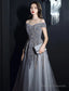 A-Line Prom Dress Elegant Dresses Prom Floor Length Short Sleeve Off Shoulder Polyester With Sequin
