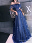 A-Line Prom Dress Elegant Dresses Wedding Guest Prom Wear Floor Length Short Sleeve Off Shoulder Tulle With Embroidery Tiered Dresses To Impress