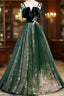 A-Line Prom Dresses Glittering Dress Wedding Guest Engagement Floor Length Sleeveless Spaghetti Strap Organza With Sequin