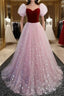 A-Line Prom Dress Princess Dresses Prom Floor Length Short Sleeve Sweetheart Tulle With Sequin