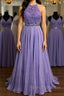 A Line Purple Lace Prom Dresses Long with Belt Purple Lace Prom Dresses Purple Prom Dresses Bridesmaid Dresses