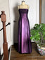 A-Line Purple Satin And Tulle Straps Long Party Dress, Purple Floor Length Prom Dress