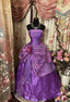 A-Line Purple Strapless Prom Gowns Unique Long Prom Dress