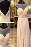 A Line Round Neck Floor Length Prom Dresses, Long Pink Formal/Bridesmaid Dress