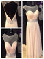 A-Line Round Neck Floor Length Prom Dress Long Pink Prom/Bridesmaid Dresses