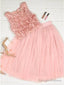 A-Line Round Neck Pink Homecoming Dresses With Appliques