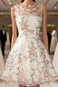 A-Line Round Neck Short Lace Floral Prom Dress Short Lace Floral Prom Homecoming Dress