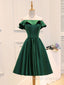 A Line Satin Green Short Prom Dresses Green Homecoming Dresses