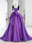 A-Line Satin Purple Long Prom Dress, Purple Long Formal Dress
