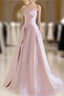 A Line Satin Tulle Pink Long Prom Dress, Pink Long Formal Dress