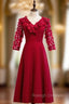 A Line Satin V Neck Short Sleeve Flower Prom Dresses