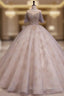 A-Line Scoop Neckline Gray Blue Long Prom Dresses Tulle Lace Long Prom Dress