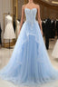 A-Line Engagement Prom Birthday Dresses Strapless Sleeveless Lace Pleats