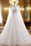 A Line V Neck Custom Made Beaded Appliques Wedding Dresses