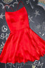 A Line Short red Homecoming Dress Satin Prom Dress