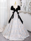 A-Line Short Sleeves Satin Velvet Black Long Prom Dresses Black Long Prom Dresses