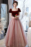 A-Line Short Tulle Floor Length Prom Dresses Lovely Pink Graduation Dresses