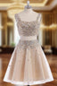 A Line Sleeveless Short Straps Crystal Homecoming Dresses