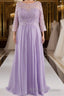 A Line 3/4 Sleeves Scoop Lace Mother of The Bride Dresses