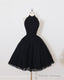 A Line Sleeves Tulle Halter Homecoming Dresses Knee Length Cocktail Dresses