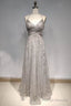 A-Line Spaghetti Straps/Halter Shiny Dress With Criss-Cross Back
