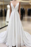 A Line Spaghetti Straps Lace Appliques Simple Wedding Dress