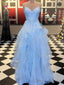 A Line Spaghetti Straps Ruffles Floor Length Tulle Dress
