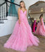 A Line Spaghetti Straps Tiered Tulle Prom Dress