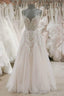 A-Line Spaghetti Straps Tulle Wedding Dress Appliqued Bridal Dress